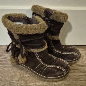 Brown Suede Fur-Lined Boots For Girls
